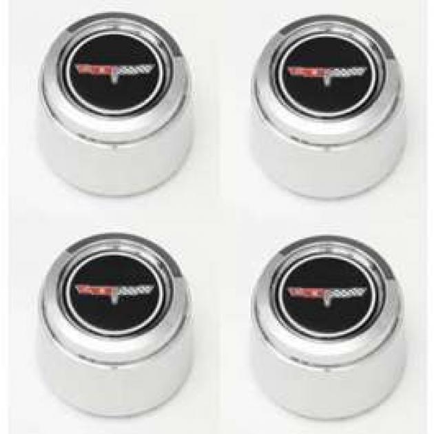 Camaro 1980-1981 Corvette Pace Car Style Chrome Wheel Cap Set, For Corvette Style Aluminum Wheels