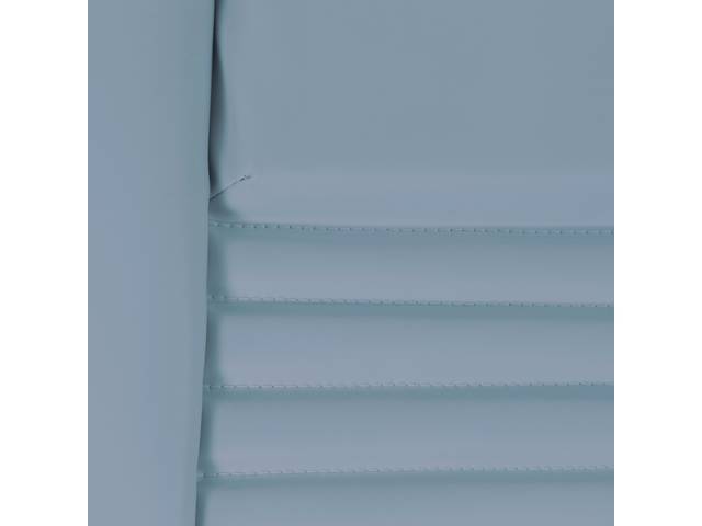 UPHOLSTERY SET, PREMIUM, Front Buckets, Dlx, Light Blue, Doeskin Grain Vinyl W/ Sierra Inserts