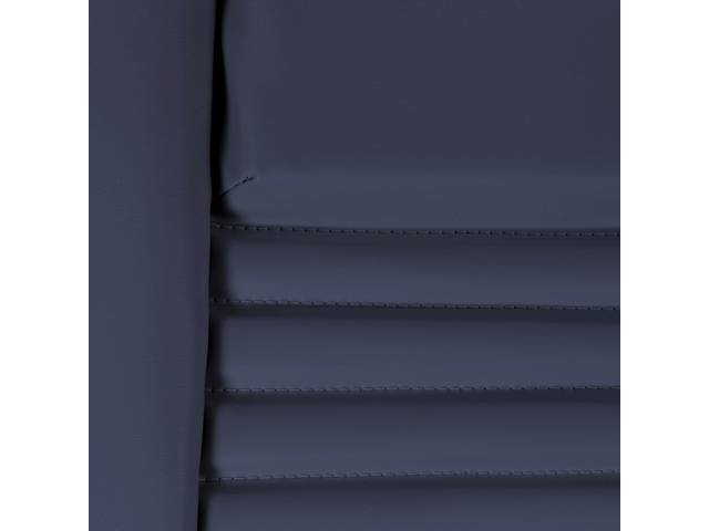 UPHOLSTERY SET, PREMIUM, Front Buckets, Dlx, Dark Blue, Doeskin Grain Vinyl W/ Sierra Inserts
