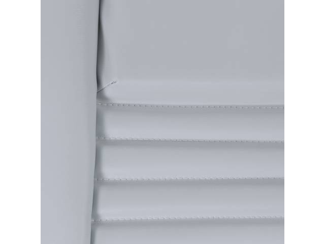 UPHOLSTERY SET, PREMIUM, Front Buckets, Dlx, Silver, Doeskin Grain Vinyl W/ Sierra Inserts