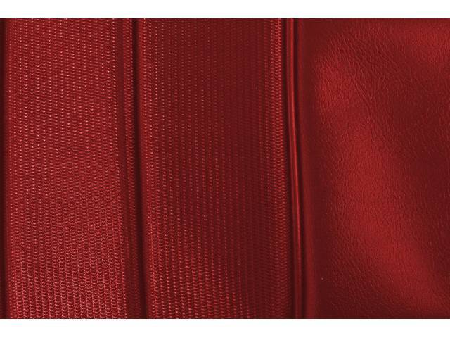 UPHOLSTERY SET, PREMIUM, Front Buckets, Dlx, Red, Madrid Grain Vinyl W/ Comfortweave Inserts
