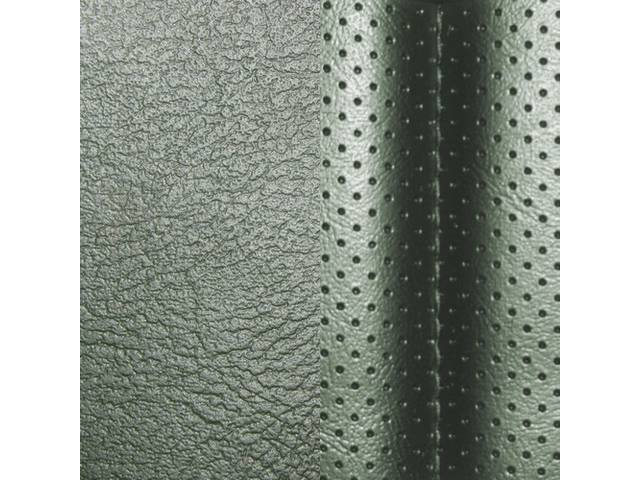 UPHOLSTERY SET, PREMIUM, Front Buckets, Dlx, Green, Madrid Grain Vinyl W/ Roulet Inserts