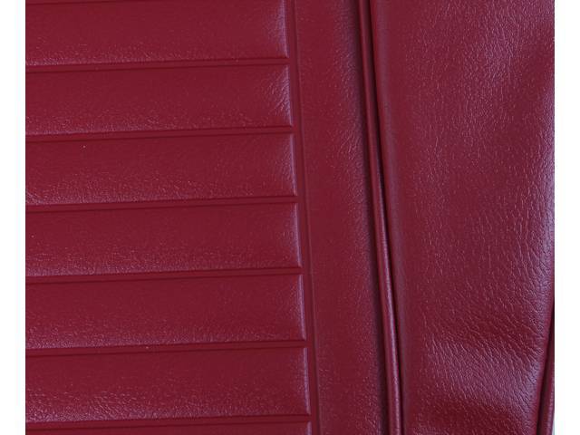 UPHOLSTERY SET, PREMIUM, Front Buckets, Std or Dlx, Red, Madrid Grain Vinyl W/ Madrid Inserts