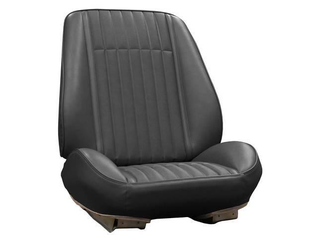 Rallye Seat Buckets Upholstery and Foam Set, black, Legendary, madrid grain vinyl w/ comfortweave inserts