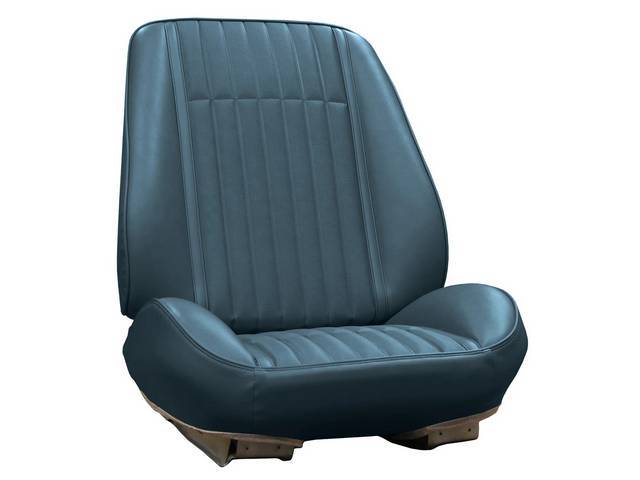 Rallye Seat Buckets Upholstery and Foam Set, Metallic Blue (actual color, GM called Blue or Dark Blue), Legendary, madrid grain vinyl w/ comfortweave inserts