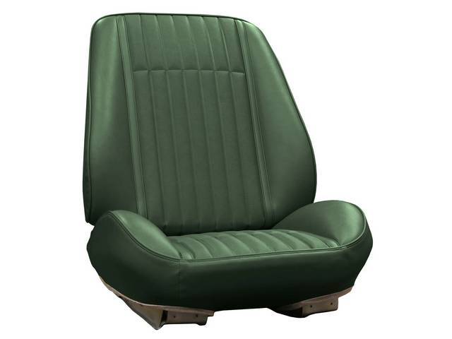 Rallye Seat Buckets Upholstery and Foam Set, Metallic Green (actual color, GM called Green or Dark Green), Legendary, madrid grain vinyl w/ comfortweave inserts