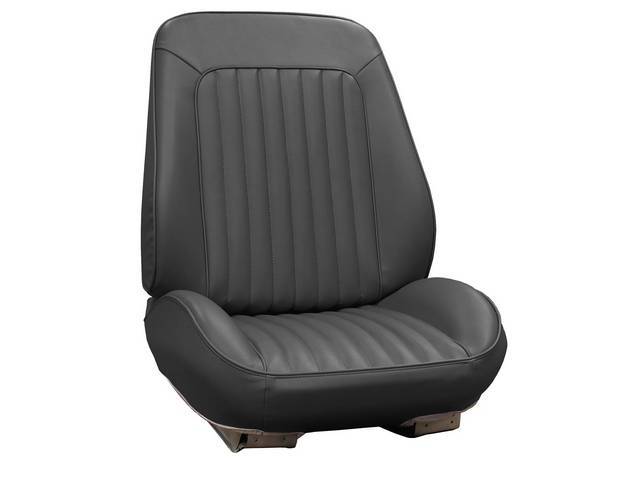 Rallye Seat Buckets Upholstery and Foam Set, Black, Legendary, madrid grain vinyl w/ elk grain vinyl inserts