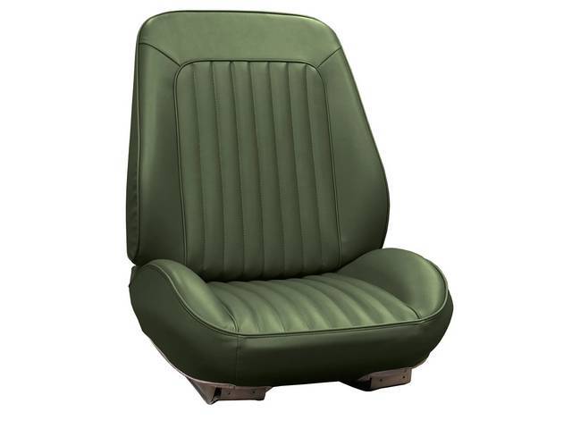 Rallye Seat Buckets Upholstery and Foam Set, Green, Legendary, madrid grain vinyl w/ elk grain vinyl inserts