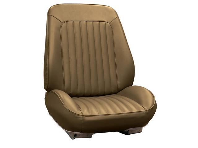 Rallye Seat Buckets Upholstery and Foam Set, Dark Saddle (actual color, GM called Saddle), Legendary, madrid grain vinyl w/ elk grain vinyl inserts