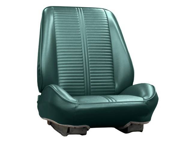 Rallye Seat Buckets Upholstery and Foam Set, Dark Metallic Aqua (actual color, GM called Turquoise or Dark Turquoise), Legendary, madrid grain vinyl