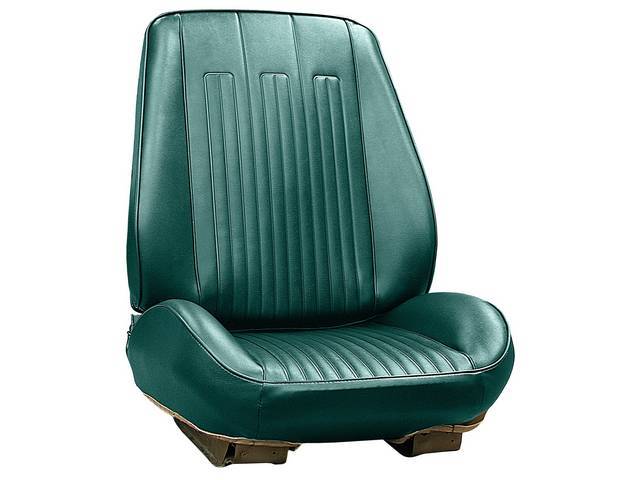Rallye Seat Buckets Upholstery and Foam Set, Turquoise (actual color, GM called Turquoise or Dark Turquoise), Legendary, madrid grain vinyl