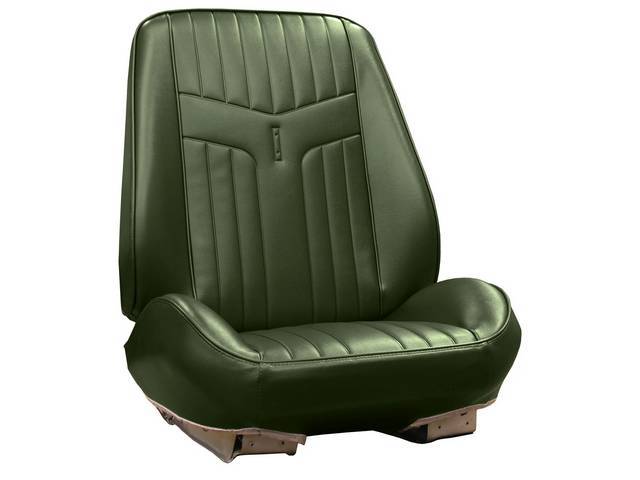 Rallye Seat Buckets Upholstery and Foam Set, Metallic Green (actual color, GM called Green or Midnight Green), Legendary, madrid grain vinyl