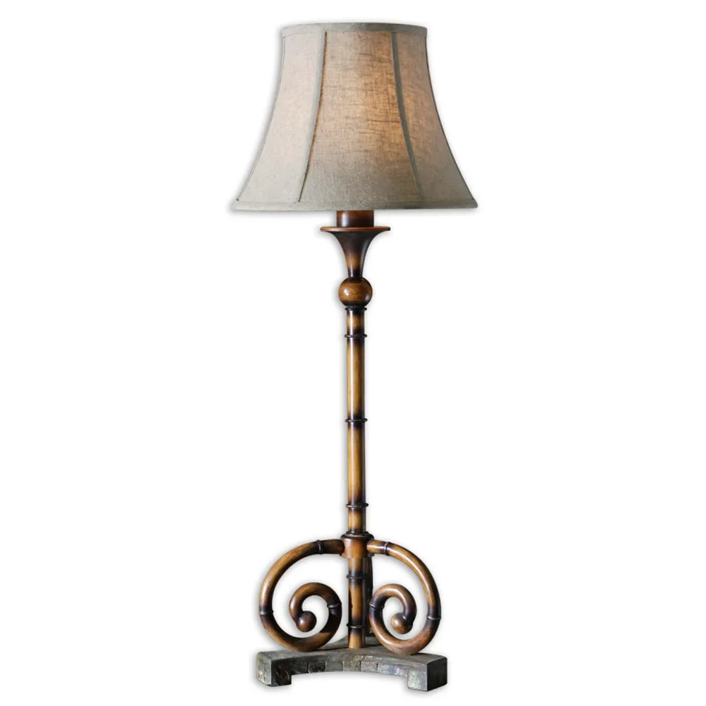 40″ Bamboo Finished Slate Oatmeal Linen Indoor/Outdoor Table Lamp