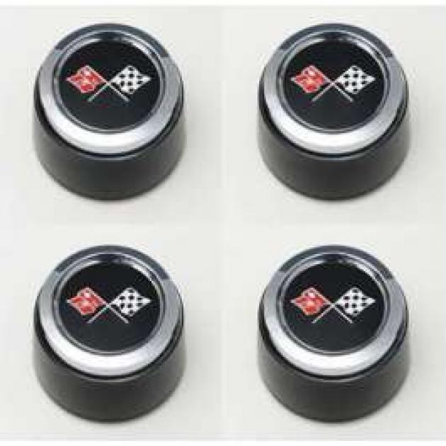 El Camino 1973-1979 Corvette Style Black Center Wheel Cap Set, For Corvette Style Aluminum Wheels
