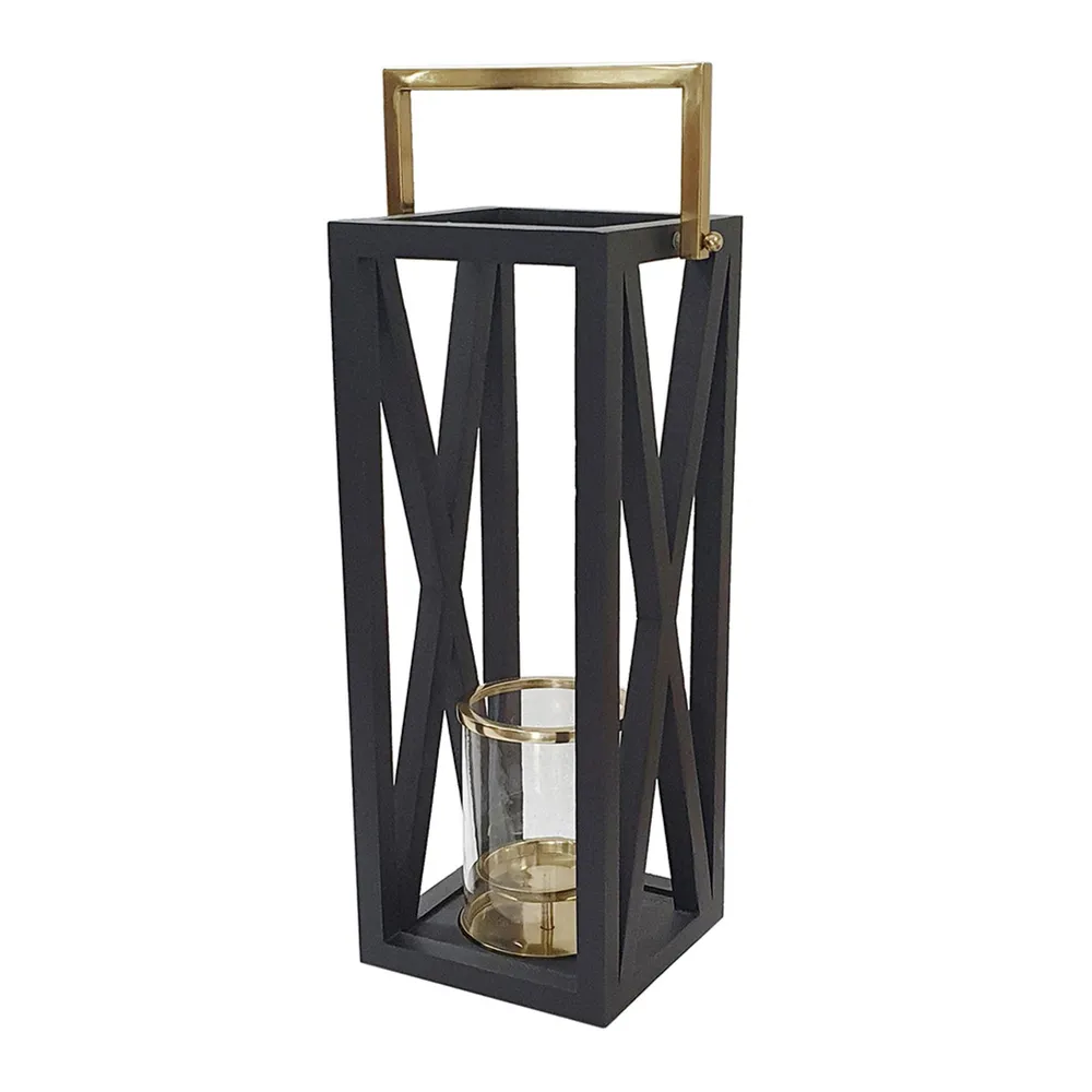 Candle Lantern with Handle – 25.25″ – Black
