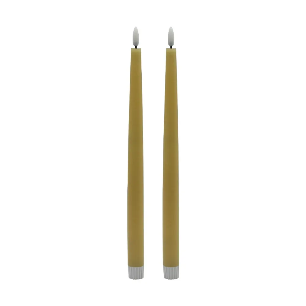 Tall Flameless LED Taper Candles – 11.75″ – Champagne Gold – Set of 2