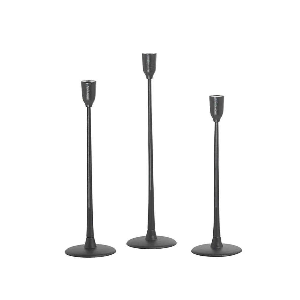 Tapered Flat Round Base Candle Holder – 22.5″ – Black