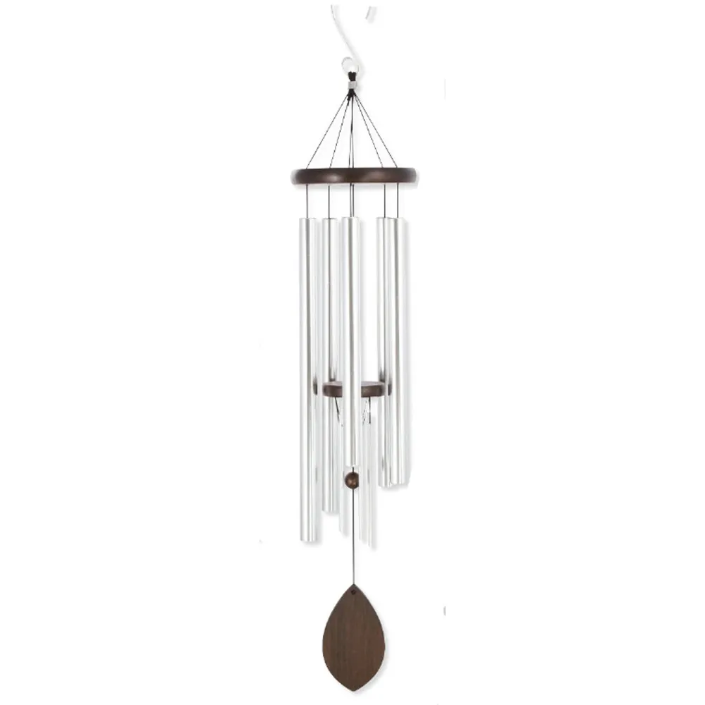 38″ Aluminum and Dark Mahogany Wood Outdoor Garden Patio Double Wind Chimes