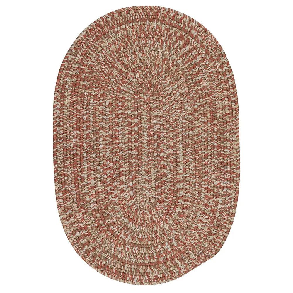 12′ x 15′ Red and White All Purpose Handcrafted Reversible Oval Outdoor Area Throw Rug