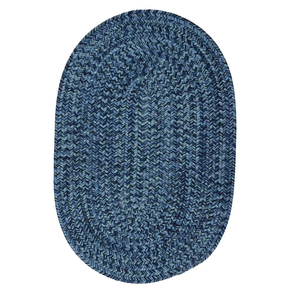 11′ x 14′ Navy Blue Handcrafted Reversible Oval Outdoor Area Throw Rug