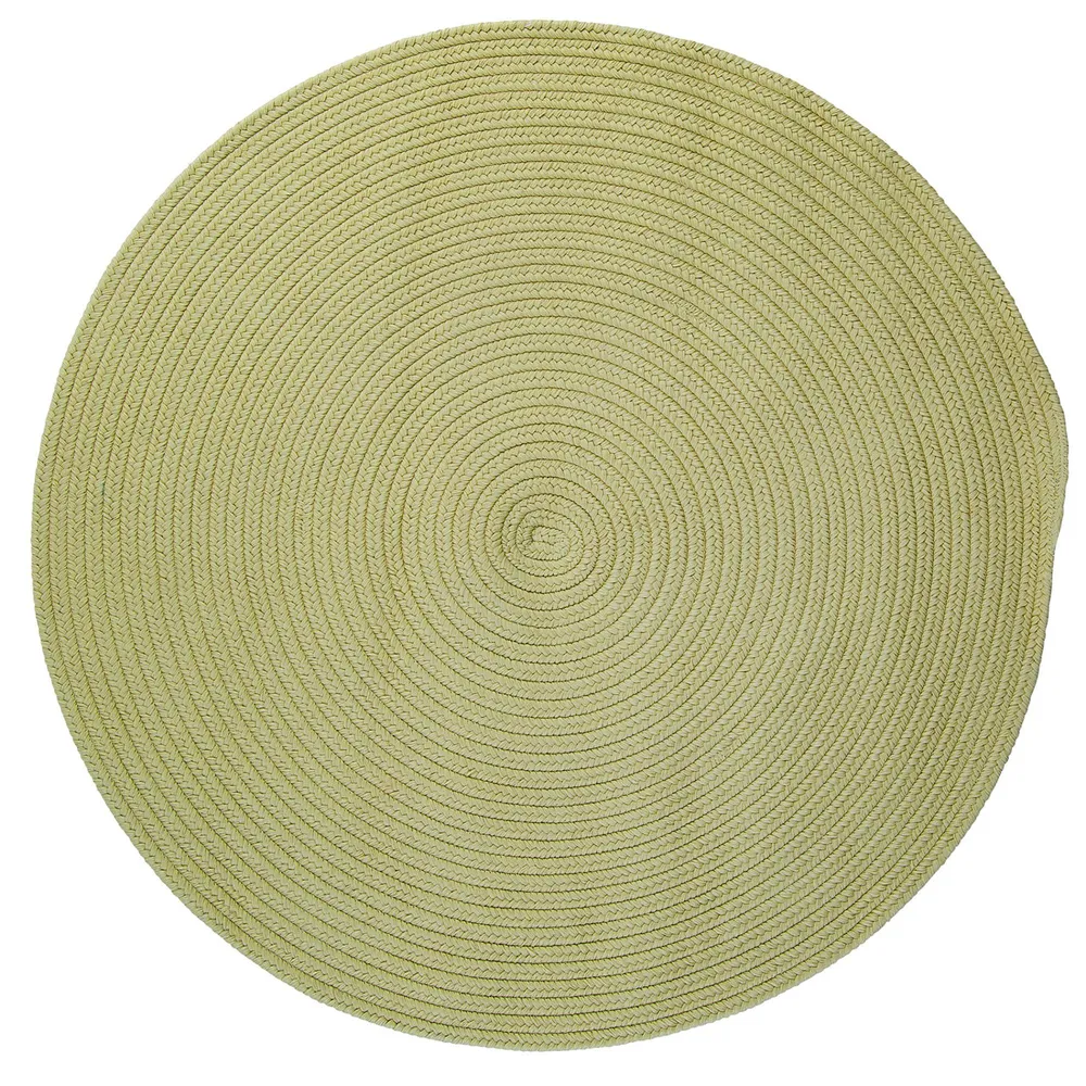 7′ Olive Green Solid All Purpose Handcrafted Reversible Round Outdoor Area Throw Rug
