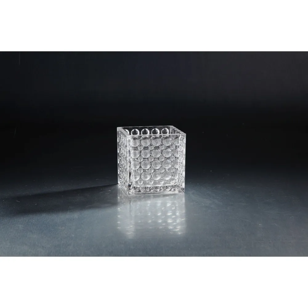 4.5″ Crystal Clear Square Glass Candle Holder Table Top