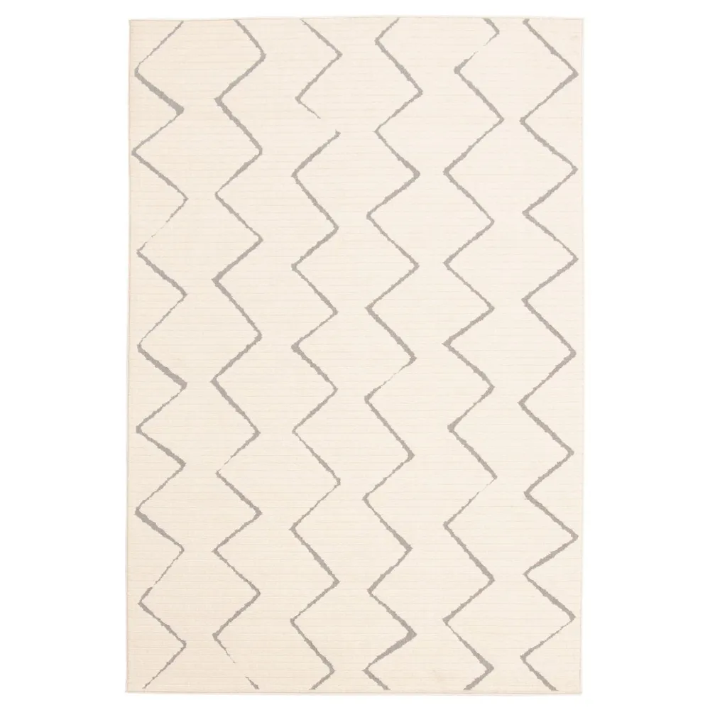 4.5′ x 6.5′ Moroccan Rectangular Area Throw Rug – Cream and Gray
