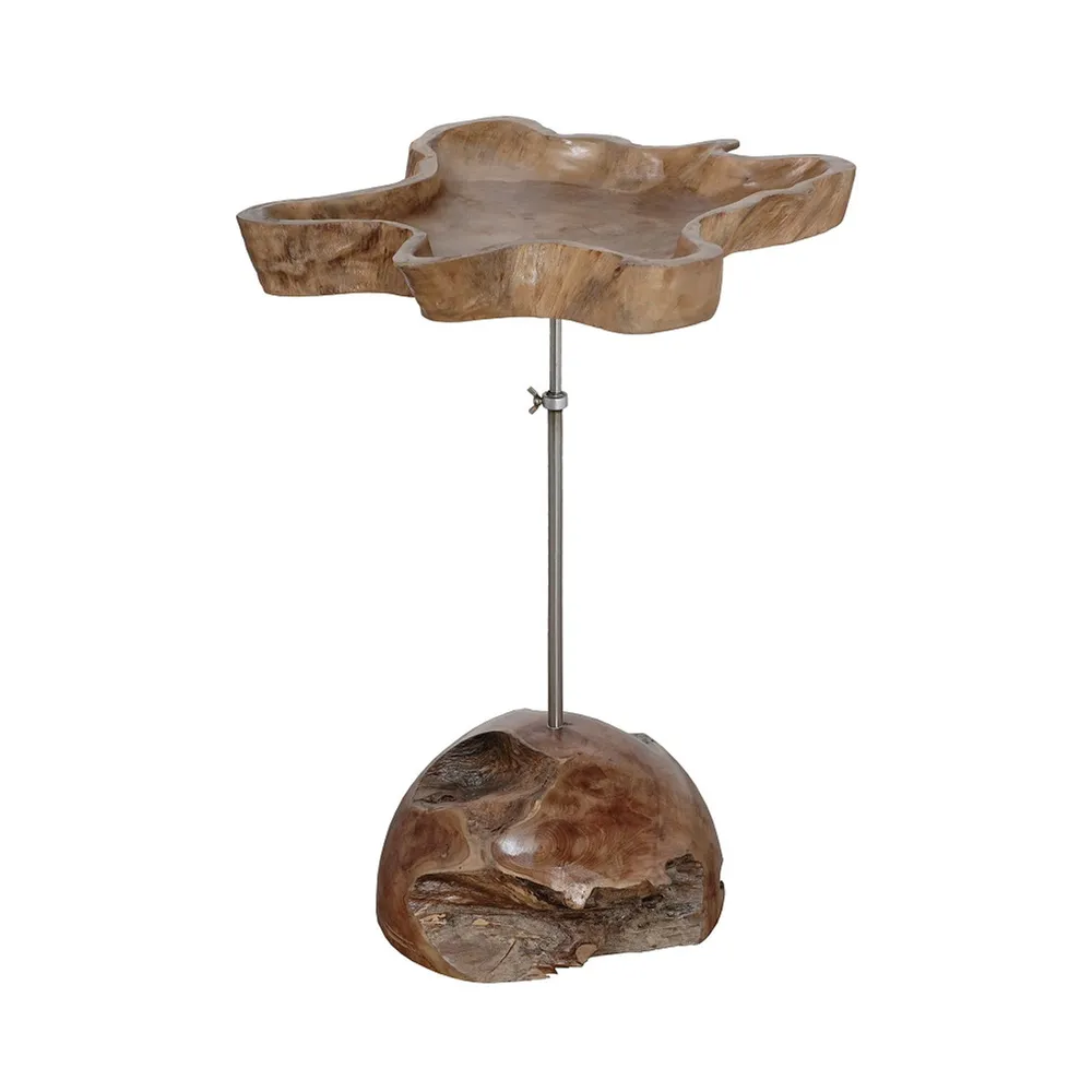 21″ Beige Natural and Silver Shore Line Accent Table