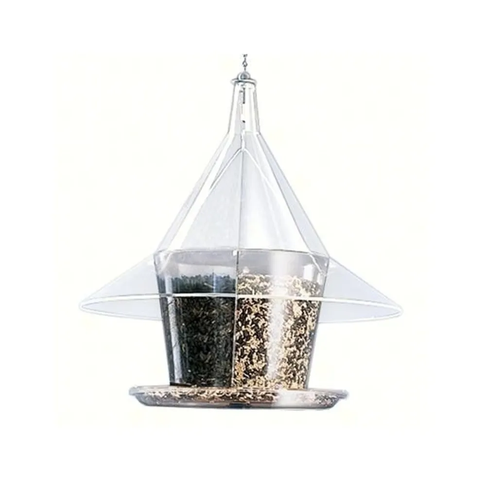 17″ Clear Circular Full-View Patio Mandarin Sky Cafe Bird Feeder with Dividers – Gourmet Variety for Songbirds