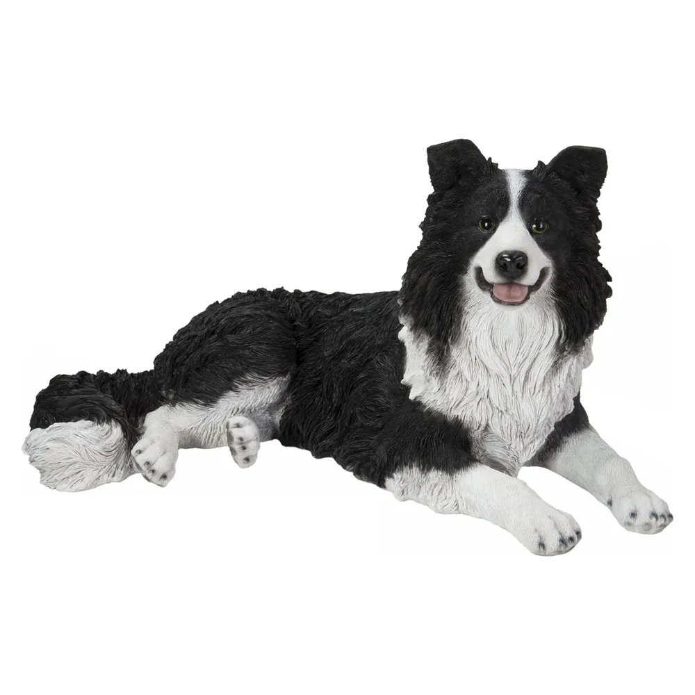 29.5″ Lying Border Collie Outdoor Garden Statue