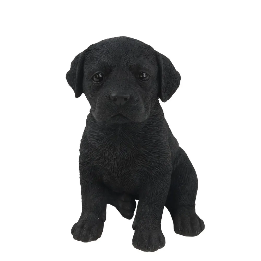 Sitting Labrador Puppy Outdoor Garden Statue – 6.5″ – Black
