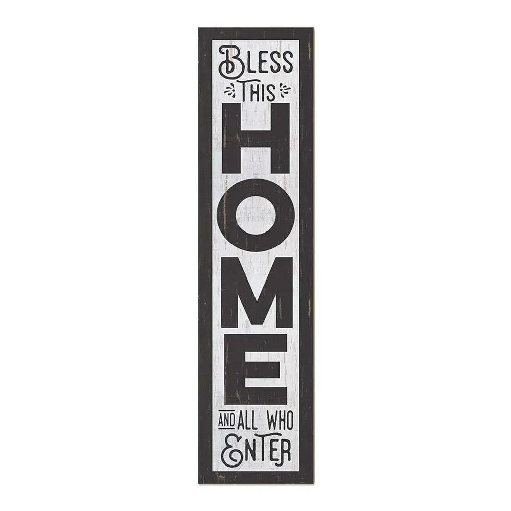 Rectangular “Bless This Home and All Who Enter” Outdoor Porch Sign – 48″