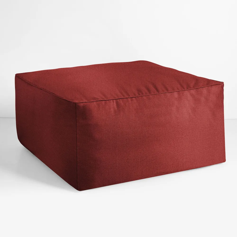 Square Outdoor Patio Bean Pouf Ottoman – 30″ – Brick Red