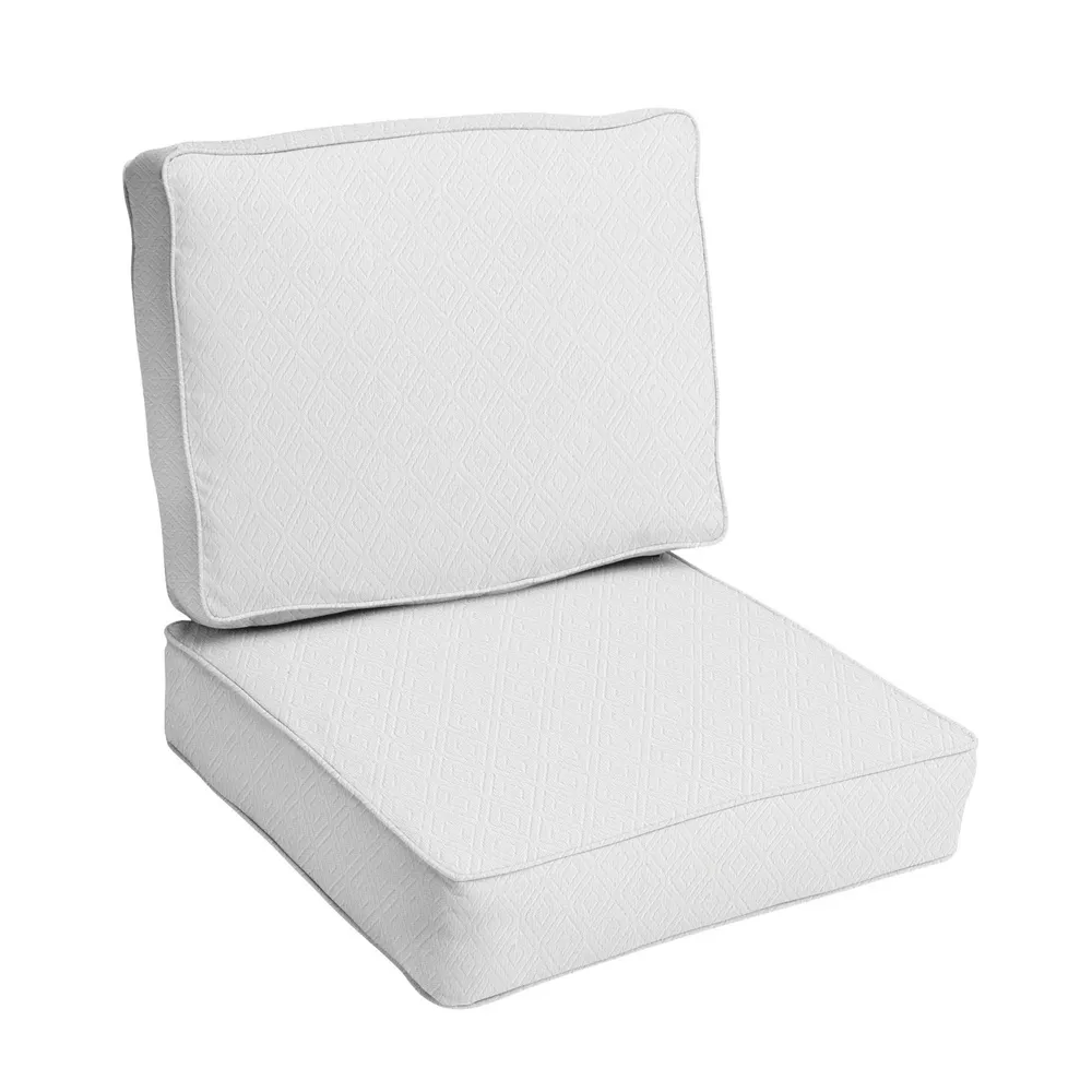 2-Piece Diamond Pattern Deep Seating Outdoor Cushion Set – 27″ – Beige