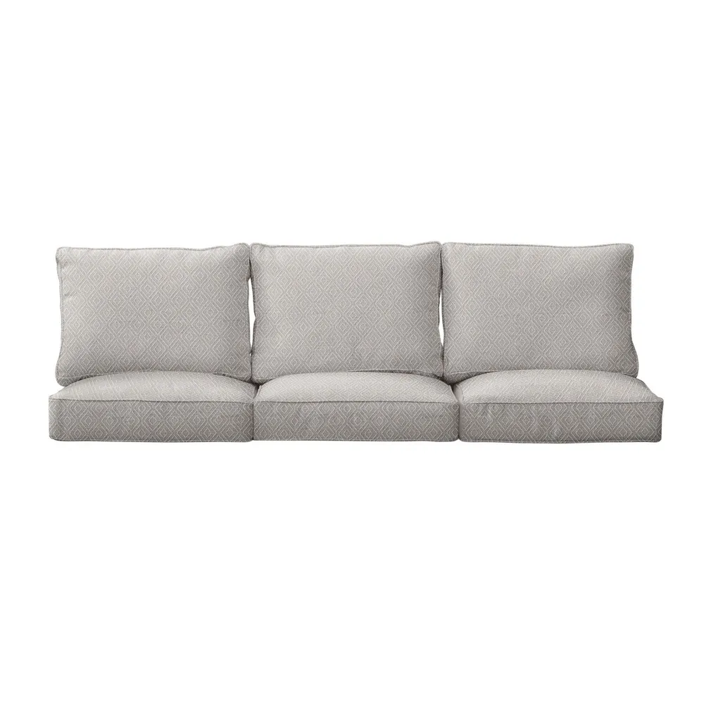 6-Piece Diamond Pattern Deep Seating Outdoor Patio Sofa Cushion Set – 22.5″ – Cream