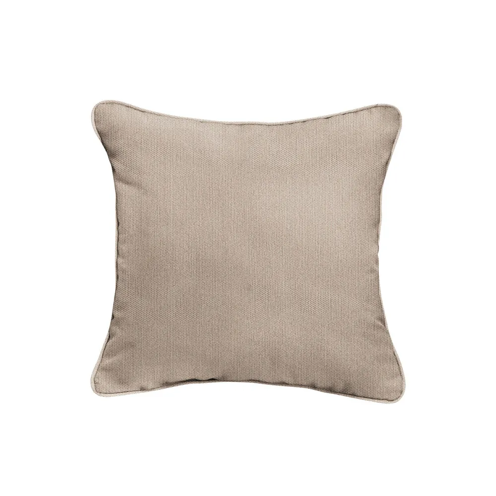Solid Square Outdoor Patio Corded Throw Pillow – 24″ – Beige