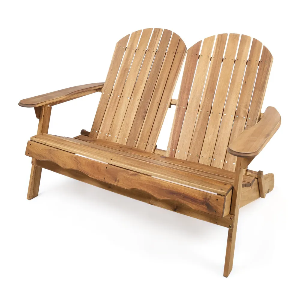 51.75″ Brown Contemporary Outdoor Patio Adirondack Loveseat