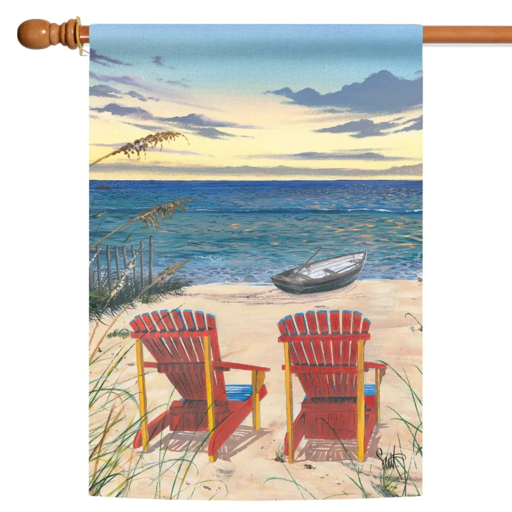 Blue and Red Adirondack Paradise Outdoor House Flag 40″ x 28″