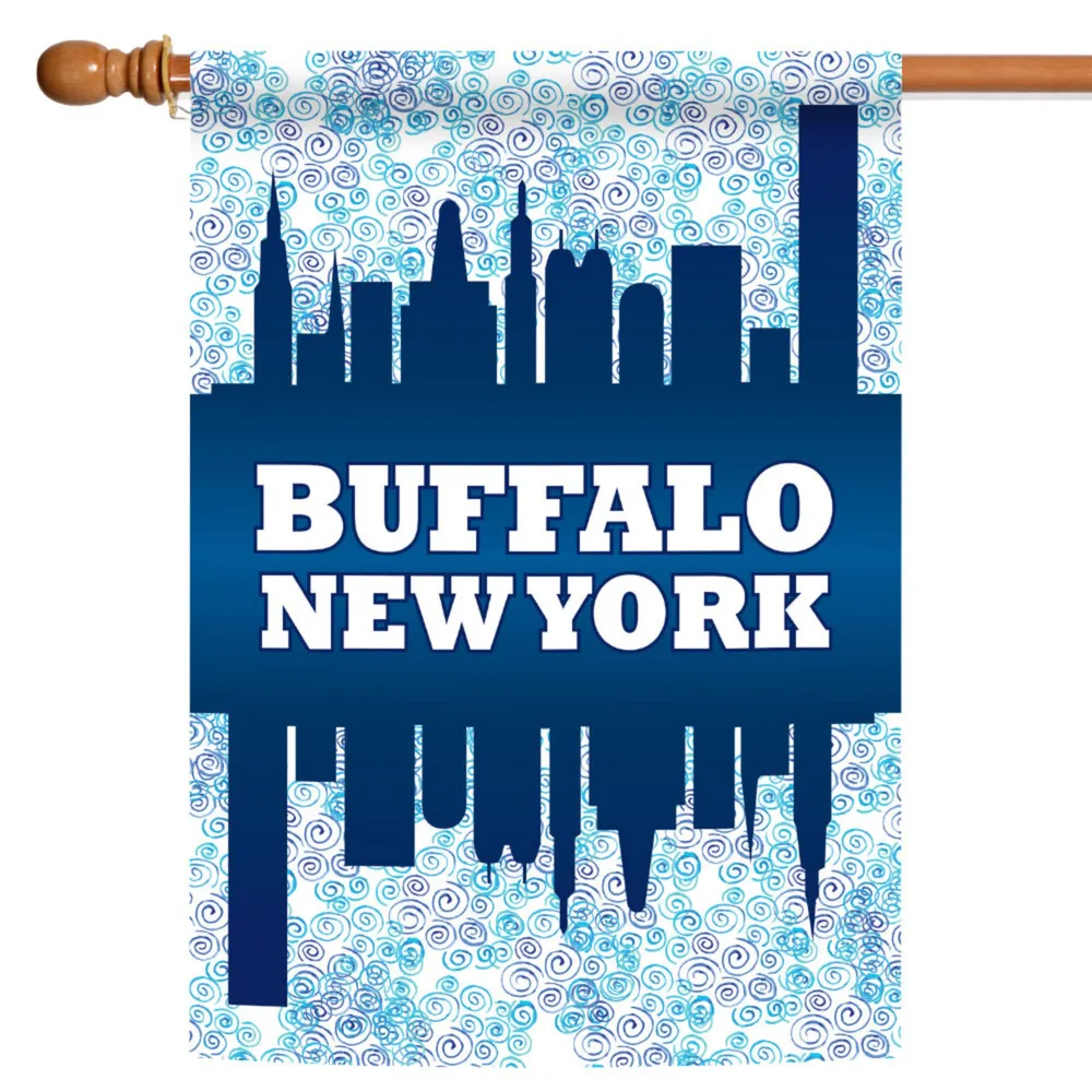 Blue and White Buffalo Skyline Outdoor House Flag 40″ x 28″