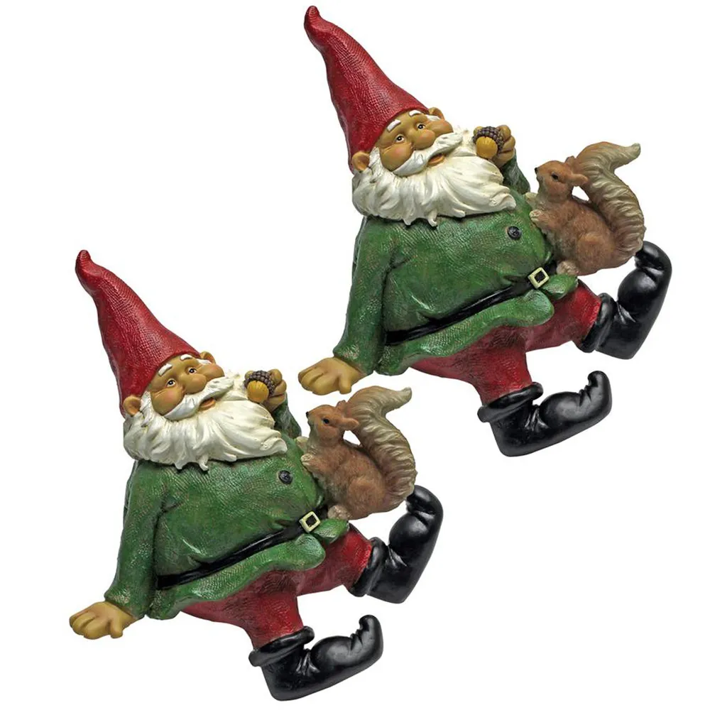 Charming 8″ Set of 2 Sitting Gnome Hand-Painted Outdoor Garden Statues | Resin | Year-Round Cuteness