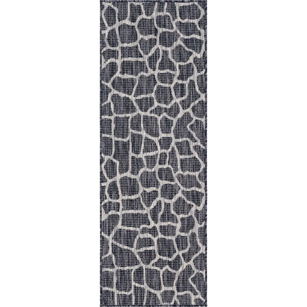 2′ x 6′ Gray and Ivory Animal Print Rectangular Outdoor Rug Runner