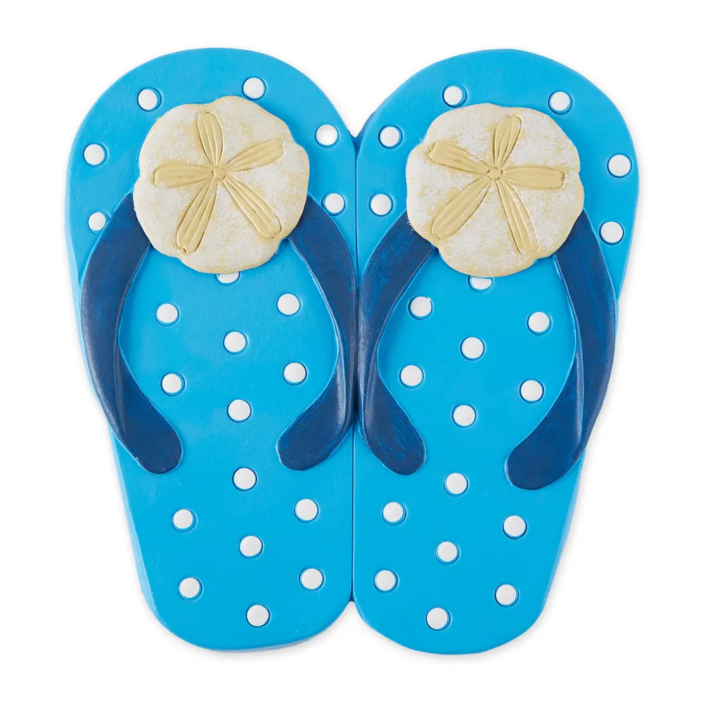 Sand Dollar Flip Flops Outdoor Garden Stepping Stone – 9.5″ – Blue