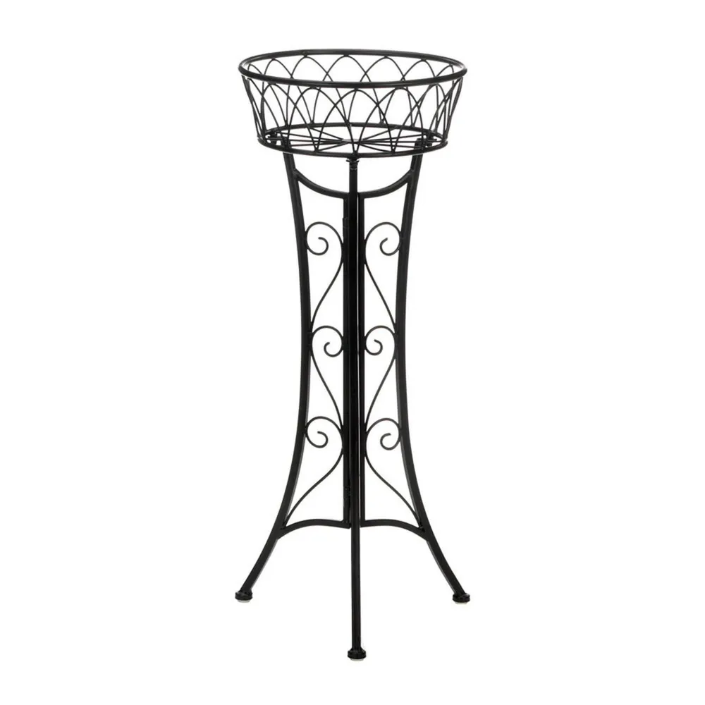 Stylish 26.5″ Black Curlicue Single Plant Stand – Perfect for Indoor and Outdoor Use