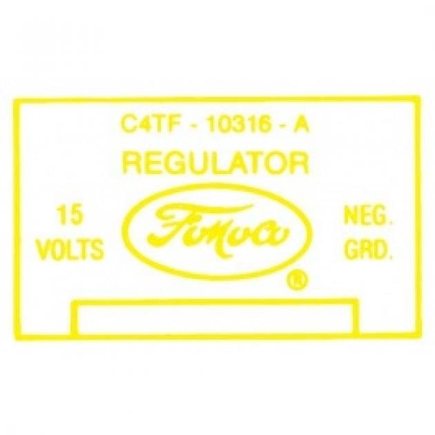 Ford Thunderbird Voltage Regulator Decal, 30 & 40 Amp, Late 1963, C4TF-A, 1963