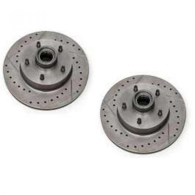 Firebird Disc Brake Rotors, Zinc Plated, Drilled & Slotted, Front, 1967-1969