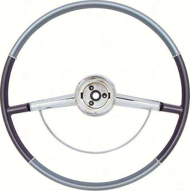 1964 Impala, Steering Wheel, with Chrome Horn Ring, Two Tone Blue