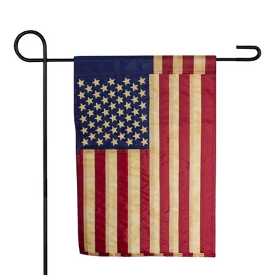 Embroidered Patriotic Tea-Stained USA Garden Flag 18″ x 12.5″