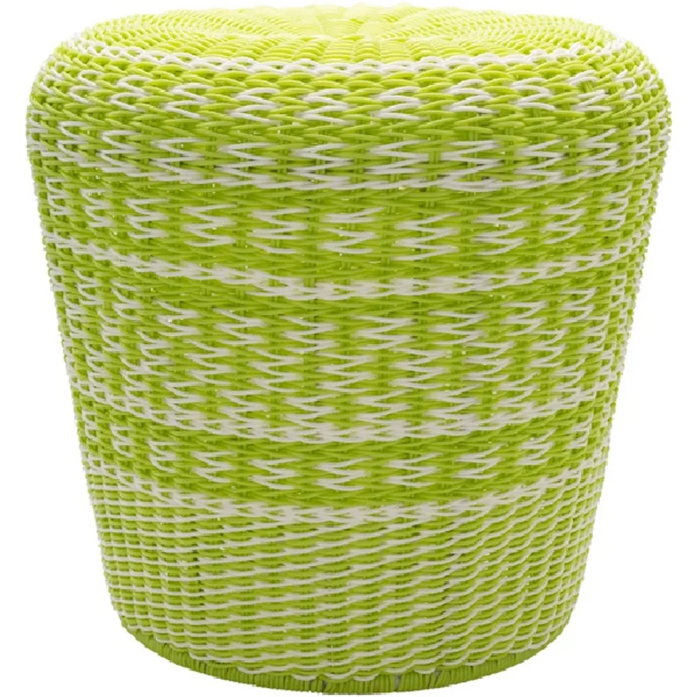 18″ Parkdale Lime Green and White Outdoor Decorative Patio and Garden Stool