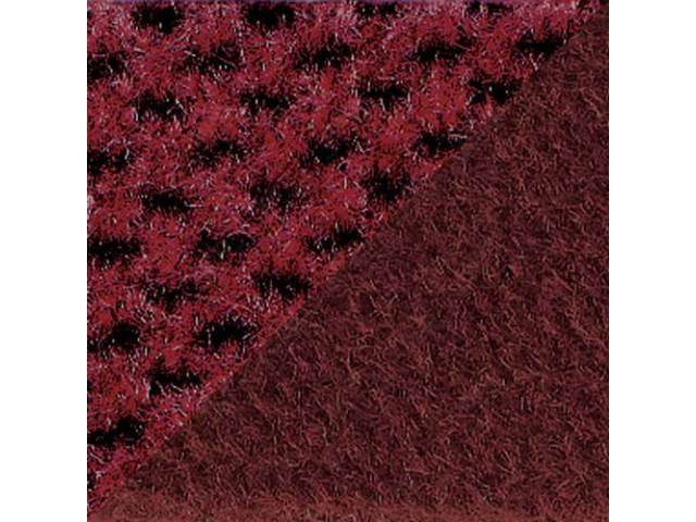 Front Split Back Bench Seat and Rear Bench Seat Upholstery Set, Burgundy Encore Velour Cloth With Burgundy Regal Velour Cloth Inserts