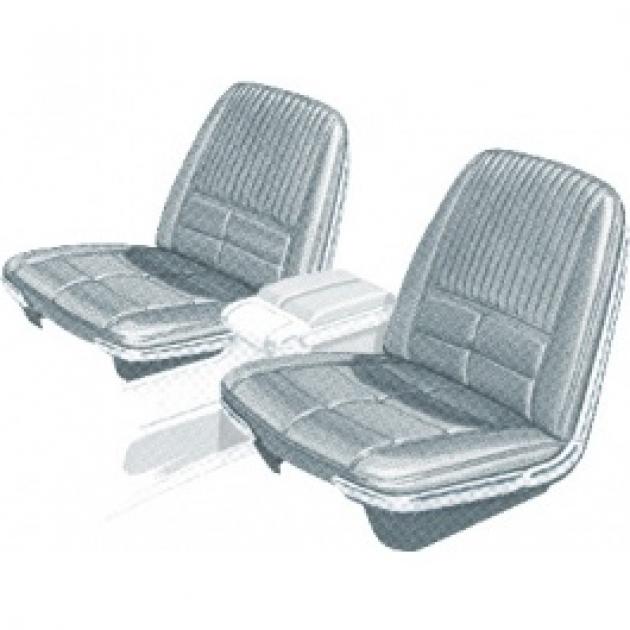 Ford Thunderbird Front Bucket Seat Covers, Vinyl, Light Silver Mink (Light Blue) #27, Trim Code 21, Without Reclining Passenger Seat, 1966